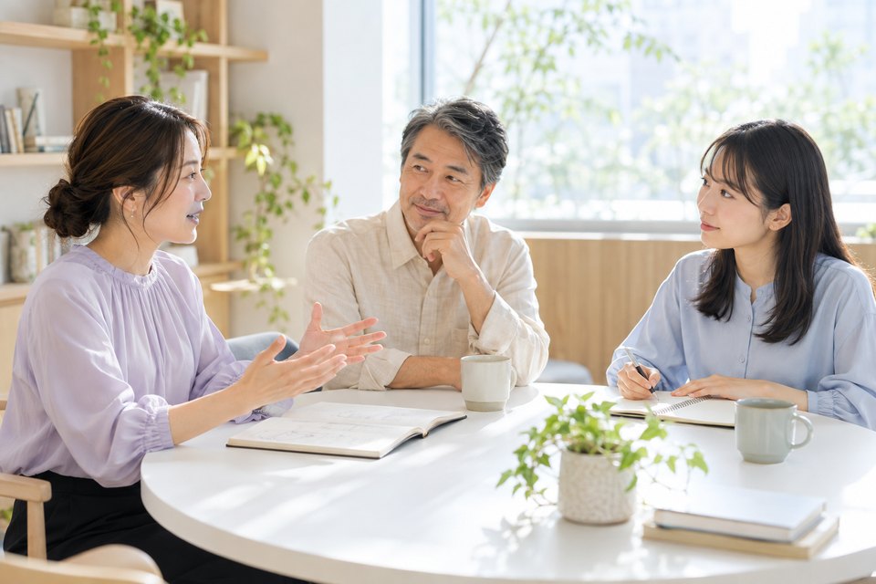 女性経営者の事業の話を聞き、学生がノートを取る対話
