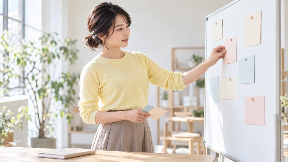 事業のアイデアを整理する女性